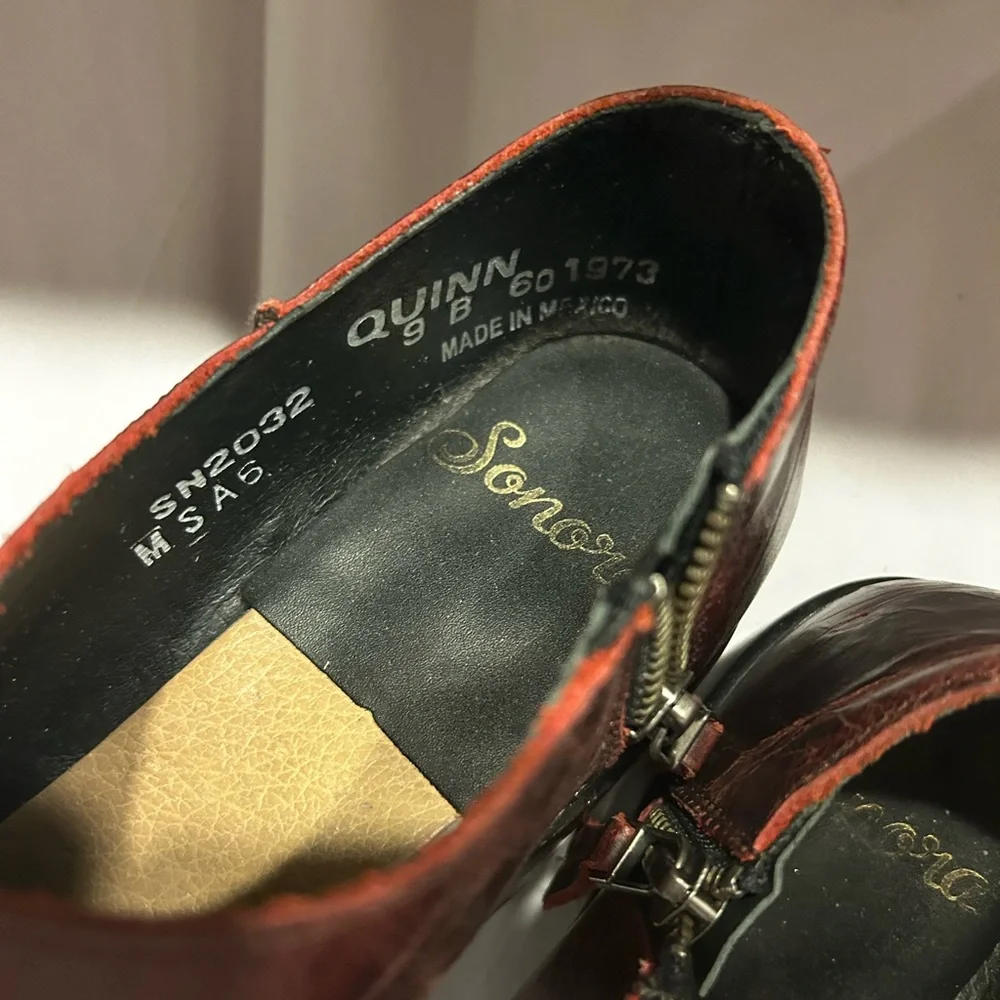 Quinn Red Brown Leather Booties